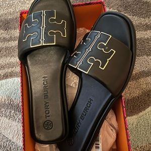Tory Burch double t sport slides 9/12